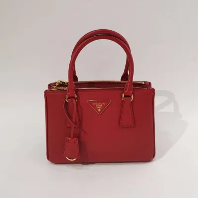 Prada Galleria Small Saffiano Leather Bag In Red