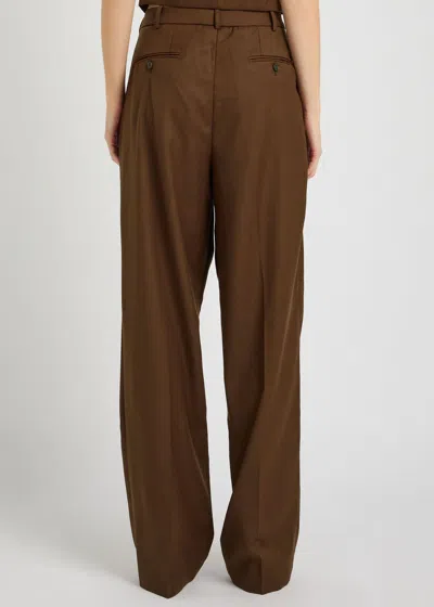 Ronny Kobo Soprano Pleated Straight-leg Woven Trousers In Brown