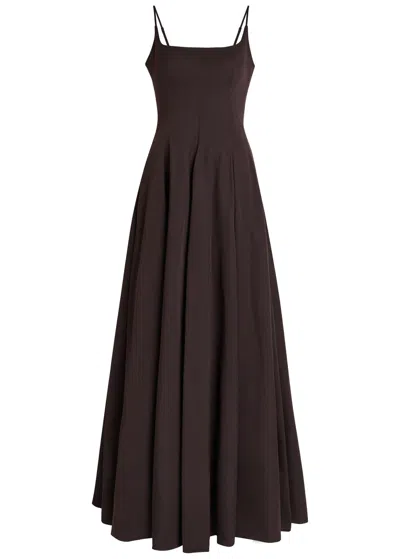 Staud Joy Cotton-blend Maxi Dress In Brown