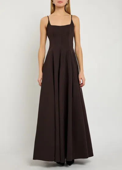 Staud Joy Cotton-blend Maxi Dress In Brown