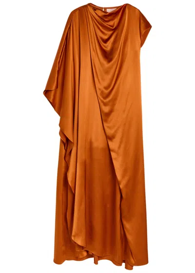 Roksanda Hiba Asymmetric Draped Silk Maxi Dress In Orange