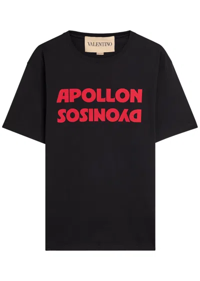 Valentino Garavani Printed Cotton T-shirt In Black