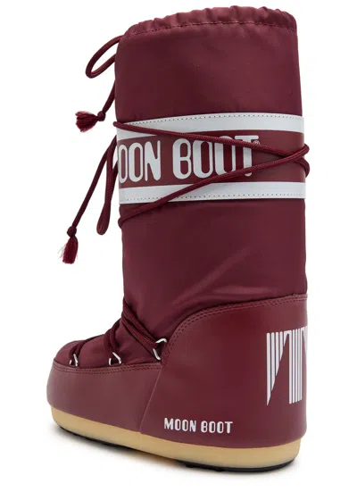 Moon Boot Icon Padded Nylon Mid-calf Snow Boots In Burgundy