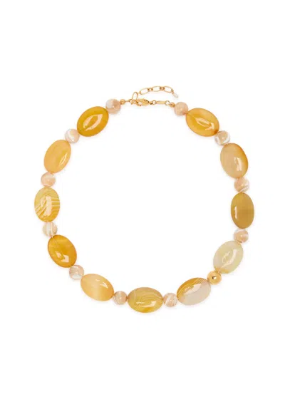 Anni Lu Desert Dreamer 18kt Gold-plated Beaded Necklace In Orange