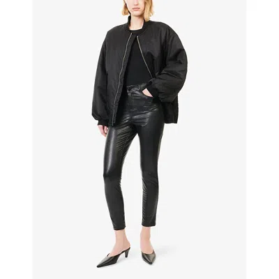 Commando Womens Black Slim-leg 5-pocket Faux-leather Trousers In Black