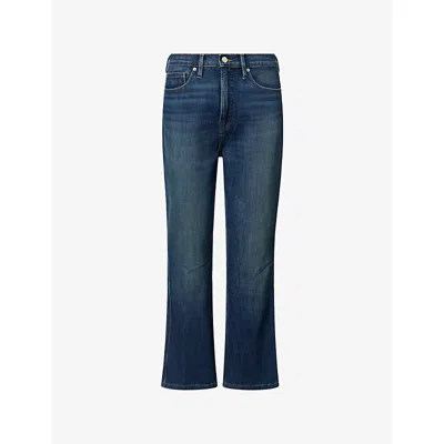 Good American Womens Indigo1147 Good Standard Kick Flared Stretch-denim Blend Jeans In Blue