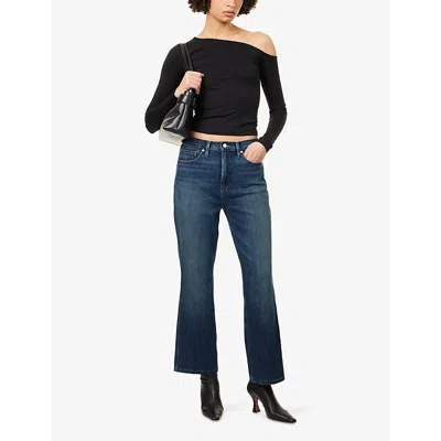 Good American Womens Indigo1147 Good Standard Kick Flared Stretch-denim Blend Jeans In Blue