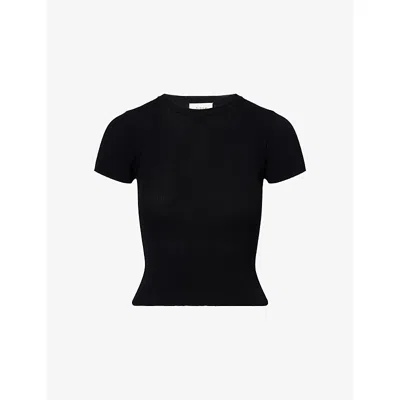 Dissh Womens Black Clo Ribbed Baby Woven T-shirt Xl In Black