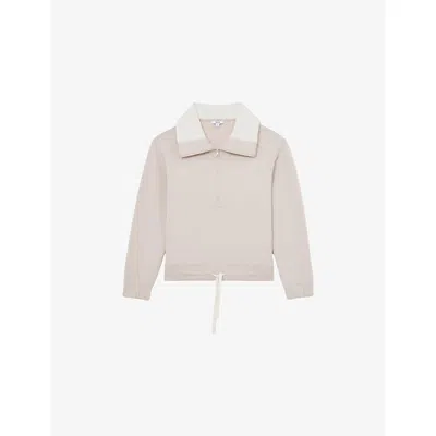 Reiss Womens Stone Neutral Laney Half-zip Jersey Sweatshirt In Neutral