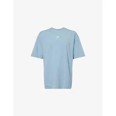 Gymshark Mens Gs Bench Blue Power Crewneck Stretch-cotton T-shirt In Blue