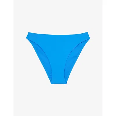 Reiss Womens Blue Carina Fixed-side Stretch-woven Bikini Bottoms In Blue