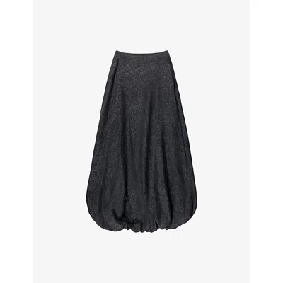 Ro&zo Womens Black Puffball Woven Maxi Skirt In Black