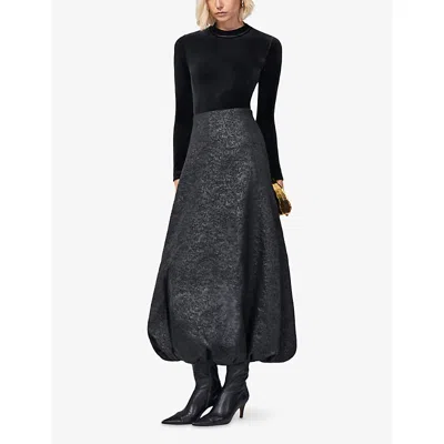 Ro&zo Womens Black Puffball Woven Maxi Skirt In Black