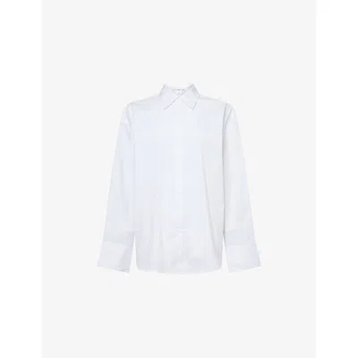 Good American Womens White001 Poplin Oversized Cotton-blend Shirt Xs In White