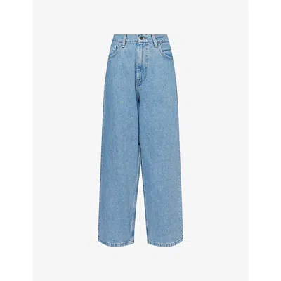 Carhartt Omens Blue / Stone Bleached Brandon Wide-leg Denim Jeans In Blue