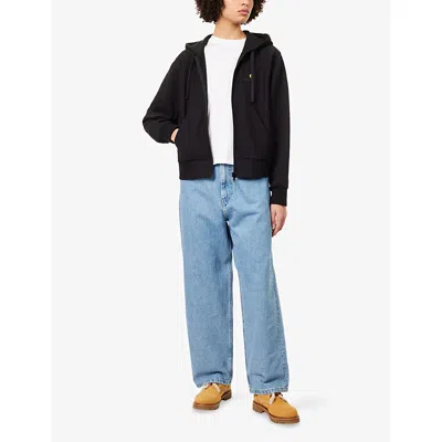 Carhartt Omens Black American Script Logo-embroidered Cotton Hoody In Black