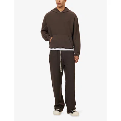 The Couture Club Mens Brown Ribbed Relaxed-fit Cotton-jersey Hoodie In Brown