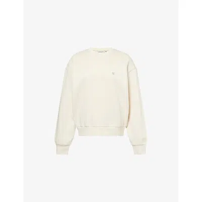Carhartt Omens Natural / Silver Casey Logo-embroidered Cotton Sweatshirt In Neutral