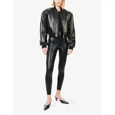 Commando Womens Croc Animal-print Faux Leather Leggings In Black