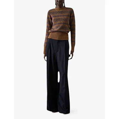 Soeur Abidjan Wool Round-neck Sweater In Brown