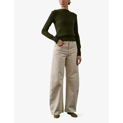 Soeur Womens Kaki Gipsy Boat-neck Merino-wool Jumper In Green