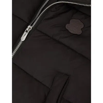 Reiss Black 13-14 Yrs Monogram Hooded Relaxed Puffer Jacket In Black
