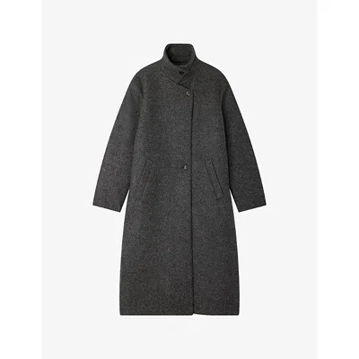 Soeur Womens Gris Chine Germain High-neck Wool-blend Coat In Black