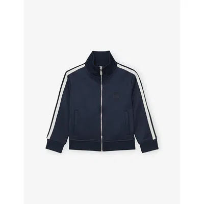 Reiss Navy Blue Malloy Logo-embroidered Cotton-blend Track Jacket 3 In Blue