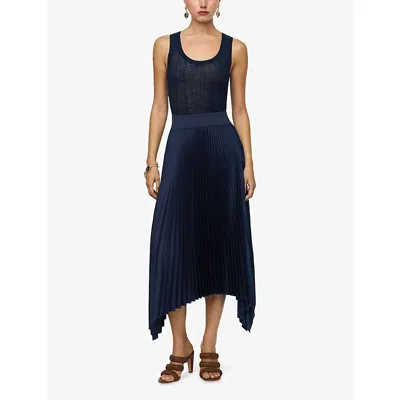 Joseph Womens Indigo Ade Pleated Woven Plissé Midi Skirt In Black