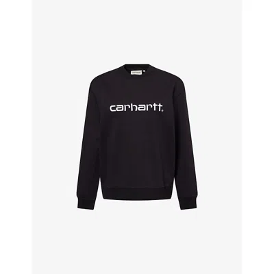 Carhartt Omens Black / White  Logo-embroidered Cotton Sweatshirt Xs In Black