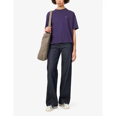Carhartt Omens Lokers Chester  Logo-print Cotton T-shirt In Purple