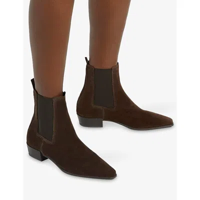 Dune Womens Brown Suede Parkas Suede Chelsea Boots Eur 40 / 7 Uk In Brown
