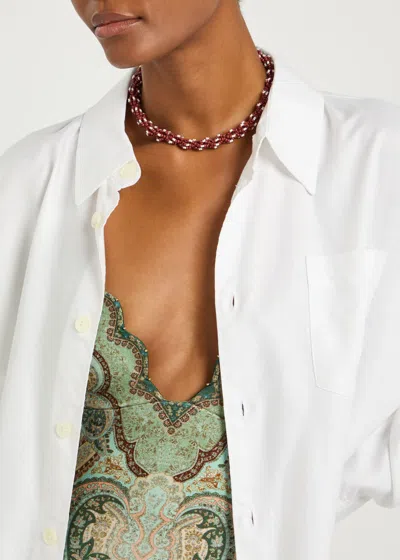 Anni Lu Rodeo 18kt Gold-plated Beaded Necklace In Burgundy