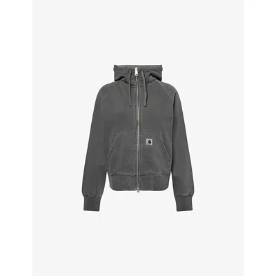 Carhartt Omens Black Torion Logo-embroidered Cotton Hoody In Gray