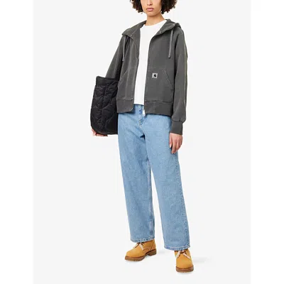 Carhartt Omens Black Torion Logo-embroidered Cotton Hoody In Gray