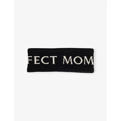 Perfect Moment Womens Black Brand-print Knitted Wool-blend Headband In Black