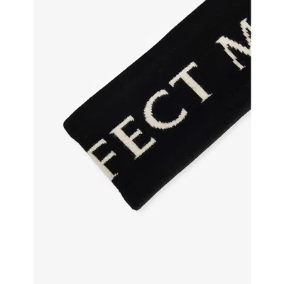 Perfect Moment Womens Black Brand-print Knitted Wool-blend Headband In Black