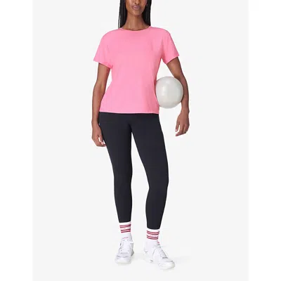 Sweaty Betty Womens Lollipop Pink Soft Flow Studio Strappy-back Stretch-jersey T-shirt In Pink