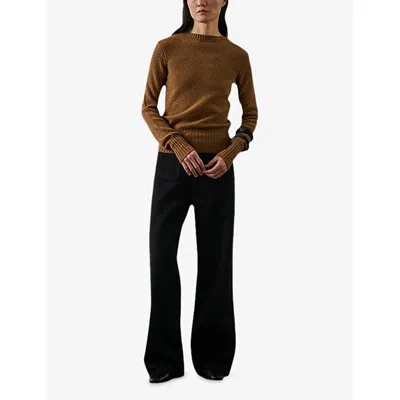 Soeur Womens Camel Gipsy Boat-neck Merino-wool Jumper In Brown