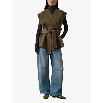 Soeur Womens Beige/gris Evasion Sleeveless Wool-blend Jacket In Brown