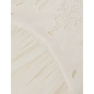 Reiss Ivory Lace-detail Tulle-skirt Dress In Neutral