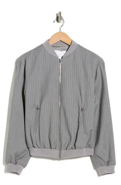 Hugo Boss Boss Jelansa Pinstripe Wool Bomber Jacket In Gray