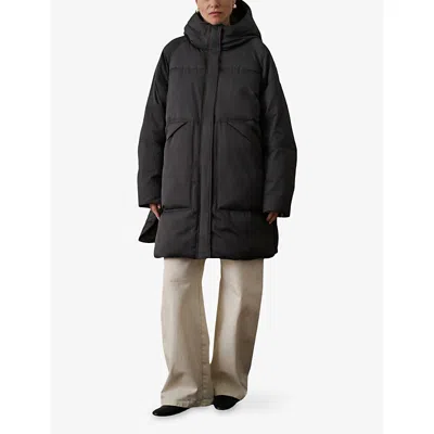 Soeur Womens Gris Anthracite Storm Hooded Cotton-blend Puffer Jacket In Brown