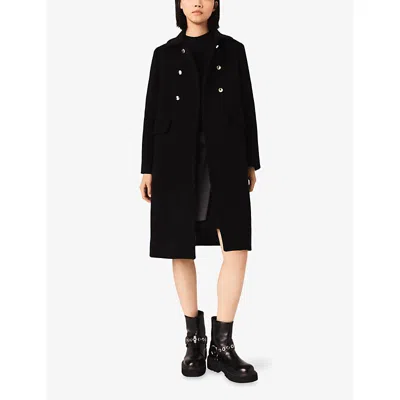 Maje Womens Black Long Double-breasted Wool-blend Coat In Black