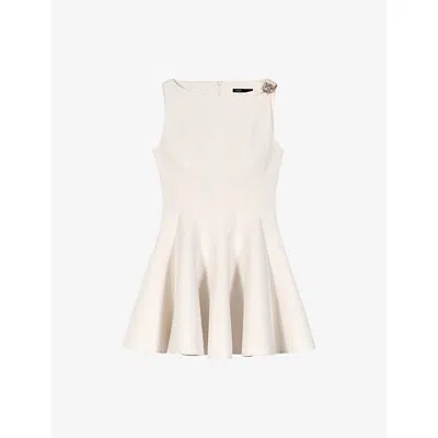 Maje Womens Ecru Flared Hardware-embellished Tweed Mini Dress In Neutral
