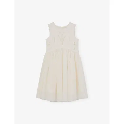 Reiss Ivory Lace-detail Tulle-skirt Dress In White