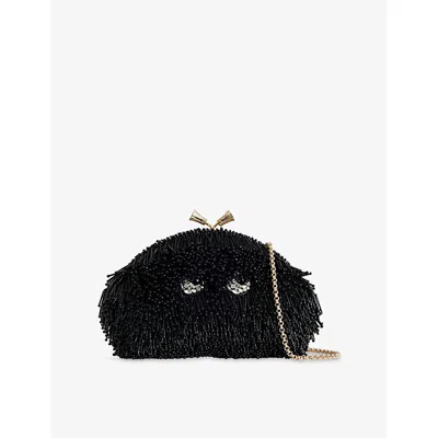 Anya Hindmarch Womens Black Eyes Bead-embellished Clutch Bag In Black