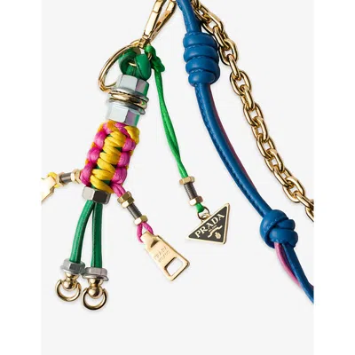 Prada Womens Green Pop Strings Keychain Charm In Black