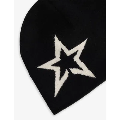 Perfect Moment Womens Jet Black Star-logo Merino-wool Beanie Hat