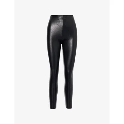Commando Womens Croc Animal-print Faux Leather Leggings In Black
